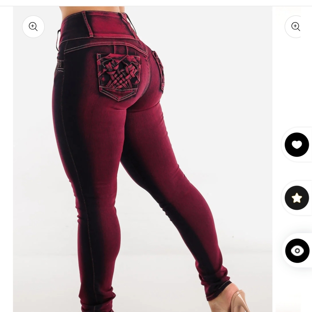 Stylish, Butt-Lifting, Burgundy Skinny Jeans size 17